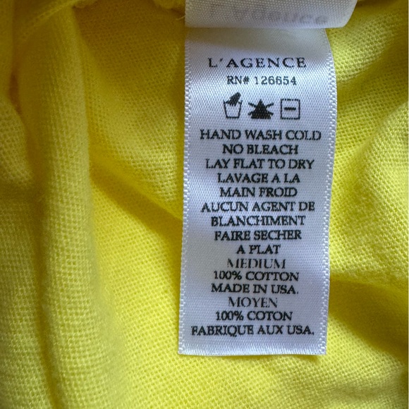 L’Agence Becca V Neck Tee in Buttercup Yellow Sz M - Picture 9 of 9